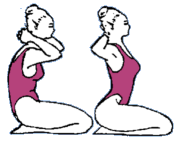 Spinal Flex, Rock Pose, Hands in Venus Lock.